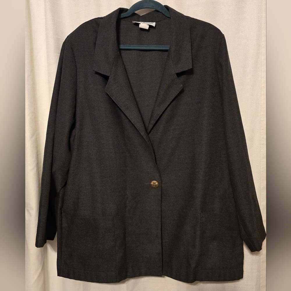 Vintage 90's Gray Blazer with Notched Lapels - Picture 1 of 8